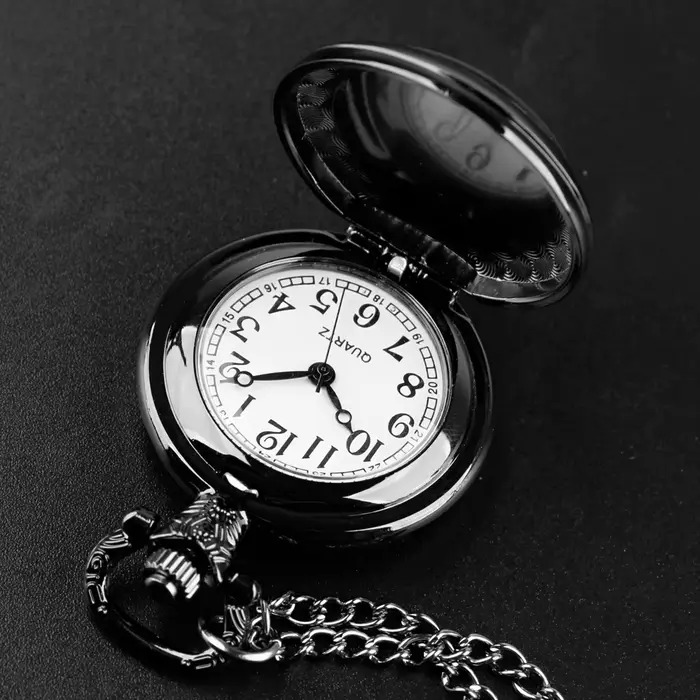 Yin-Yang Lotus Design – montre de poche à Quartz noir