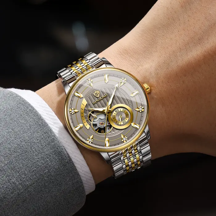 Montres-bracelets mécaniques automatiques BINBOND Tourbillon pour hommes