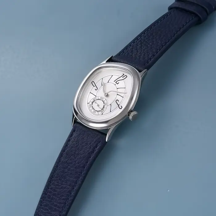 Montre STARPERISH en acier inoxydable avec bracelet en cuir pour homme et femme forme irrégulière cadran torsadé quartz multifonctionnels occasions spéciales