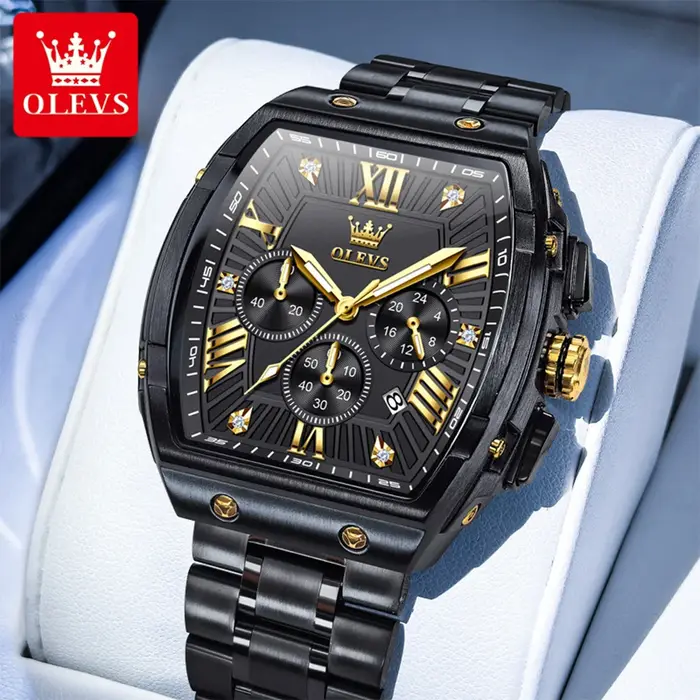 Montre à quartz pour homme OLEVS 5639, luxe, tonneau, date automatique, affaires, lumineuse, étanche, chronographe, marque originale, montre-bracelet pour homme