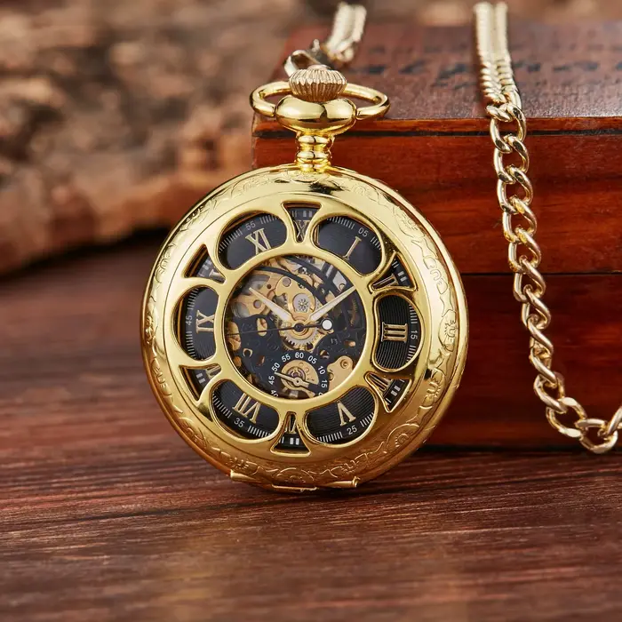 Montre à gousset — Montre de poche mécanique rétro squelette
