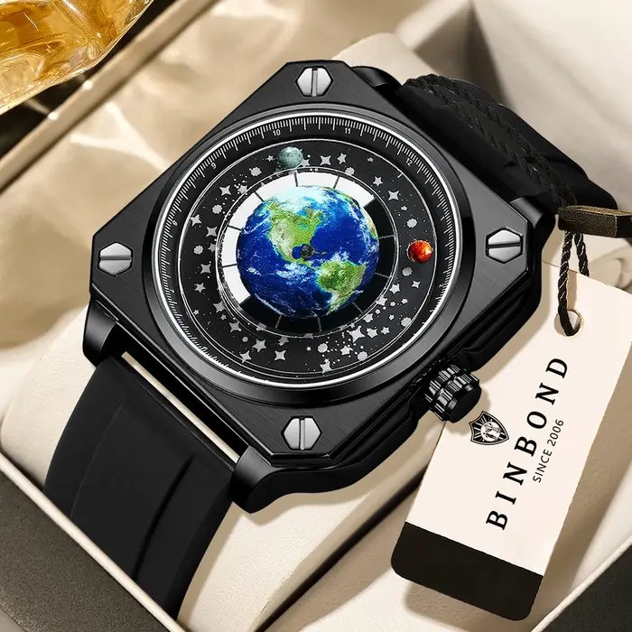 Montres-bracelets BINBOND Earth&Star Cool Quartz pour hommes, lumineuses, étanches, précises, sportives, durables, décontractées, Reloj