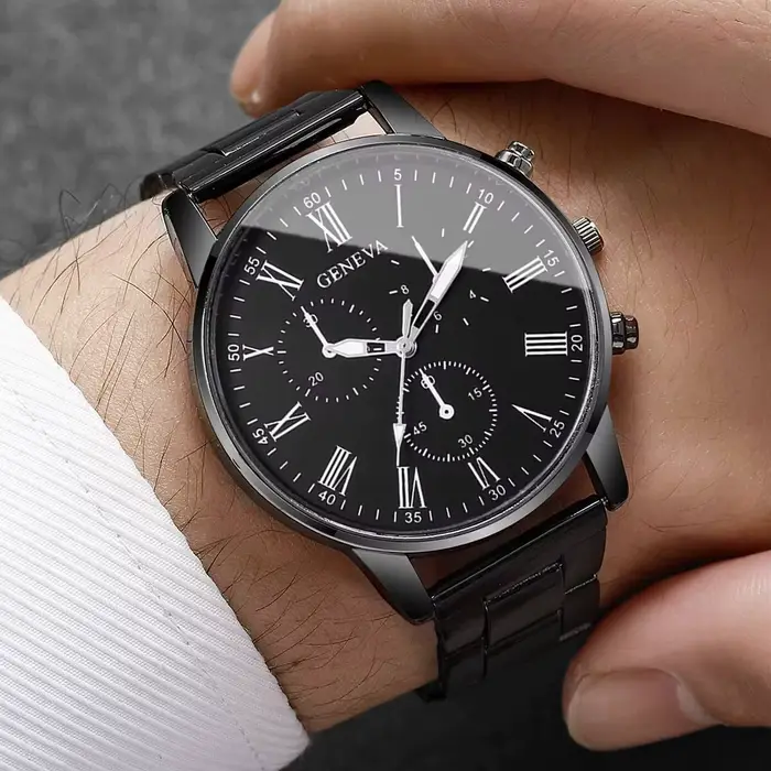 Montres d'affaires pour hommes de mode montre-bracelet à Quartz de luxe pour homme horloge noire Relogio Masculino Reloj Hombre (sans boîte)