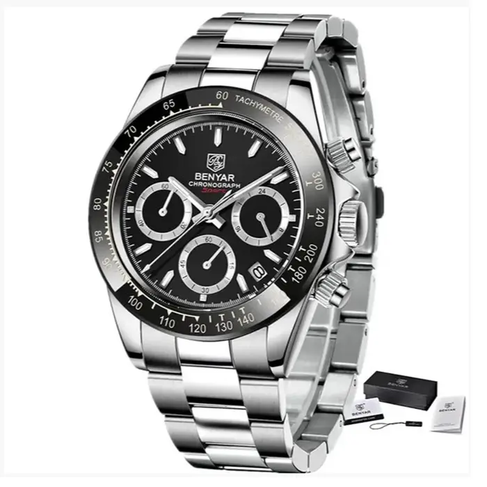 Montre BENYAR Quartz Homme Style Casual Chronographe Résistante à L'eau Occasions Spéciales
