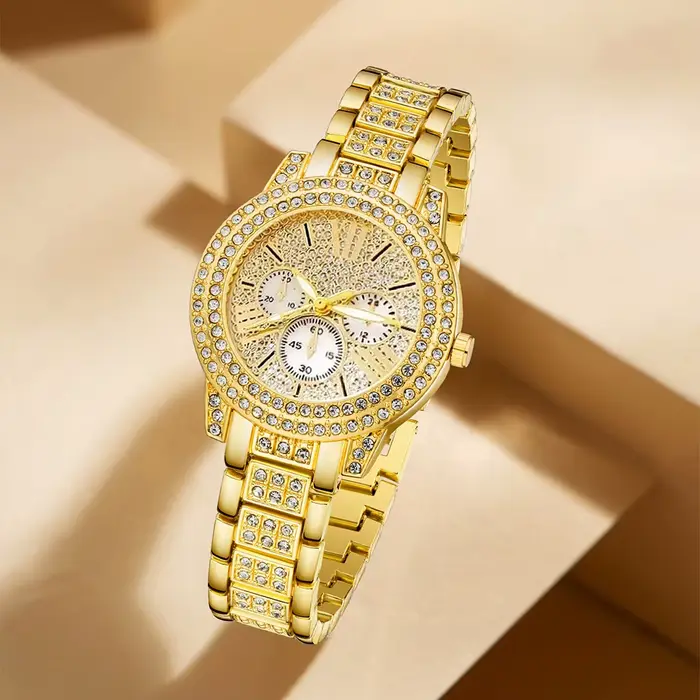 Montre à Quartz pour femmes or luxe