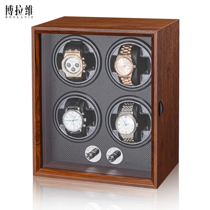 Boîte de remontoir de montre mécanique en bois avec plusieurs modes de rotation pour maintenance quotidienne et collectionneurs occasions spéciales