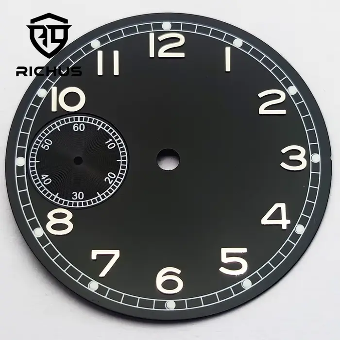 RICHUS Cadran de montre 37 mm avec aiguilles vertes lumineuses