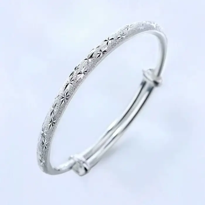 Bracelet jonc rond tendance en argent sterling 925