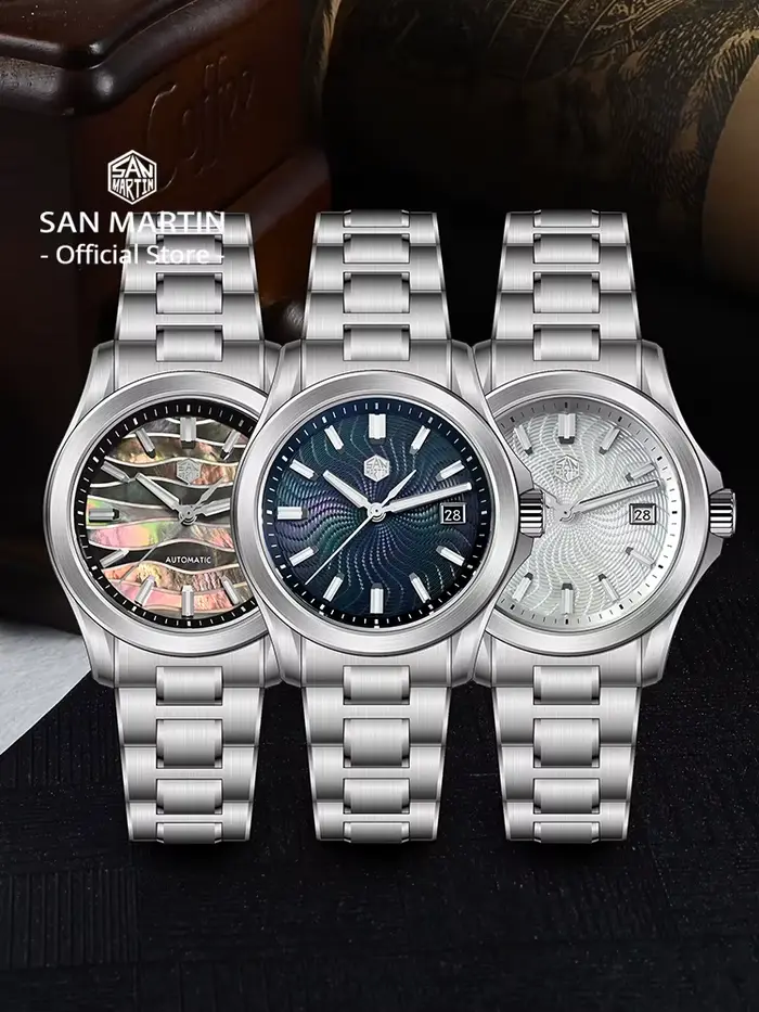 San Martin officiel 39mm Guilloche vadrouille cadran Gada montre mis5 9015 luxe hommes montres mécaniques automatiques 10 ATM reloj SN0150