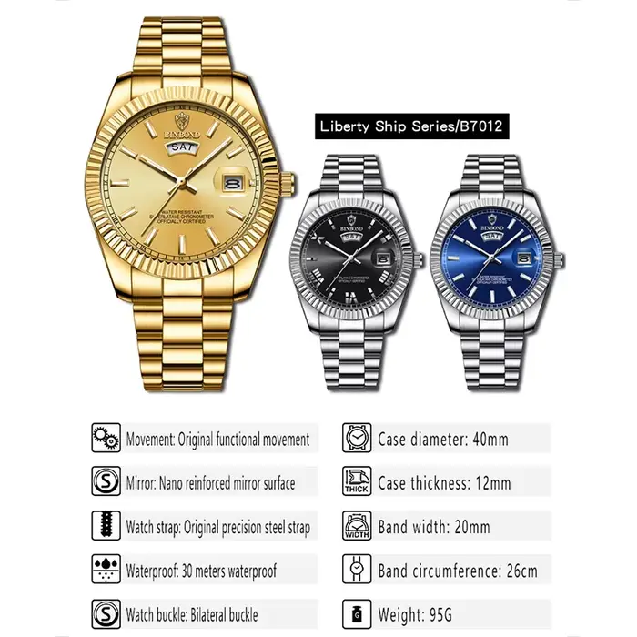 Montre sport de luxe BINBOND pour homme