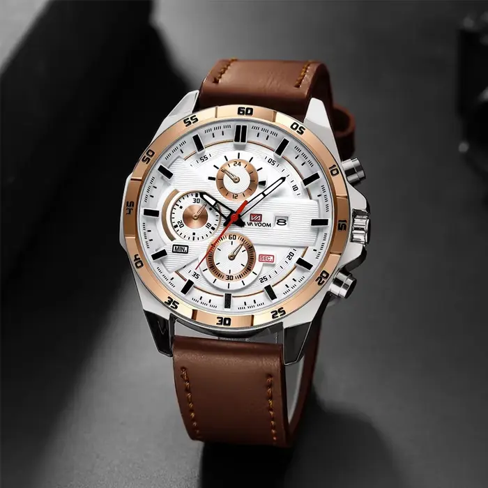 Montre en cuir noir Top marque Motorsport série Style mouvement à Quartz calendrier décoratif