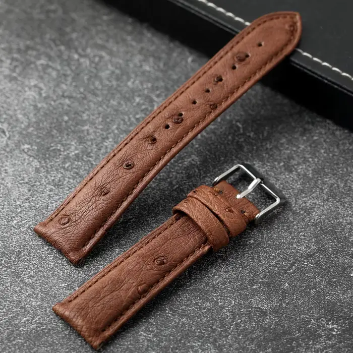 Bracelet de montre en cuir d'autruche sud-africain fait à la main 18 19 20 22 24mm noir beige occasionnels spéciaux polyvalents