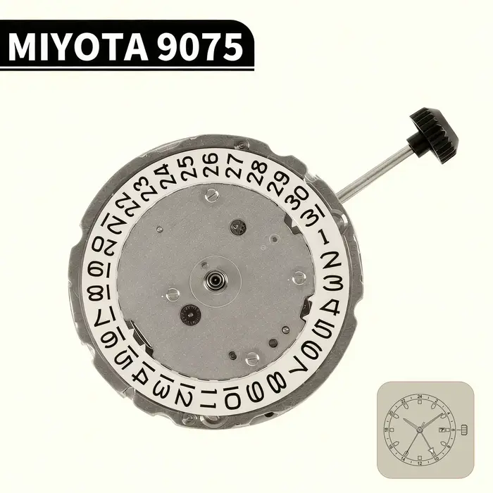 Mouvement japonais Miyota 9075 GMT - Mécanisme de montre automatique à quatre aiguilles, 24 rubis, h