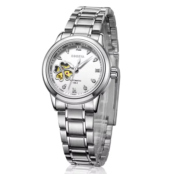 Montre-bracelet de luxe rose pour femme, montre mécanique automatique, résistante aux chocs, pour occasions spéciales et quotidienne