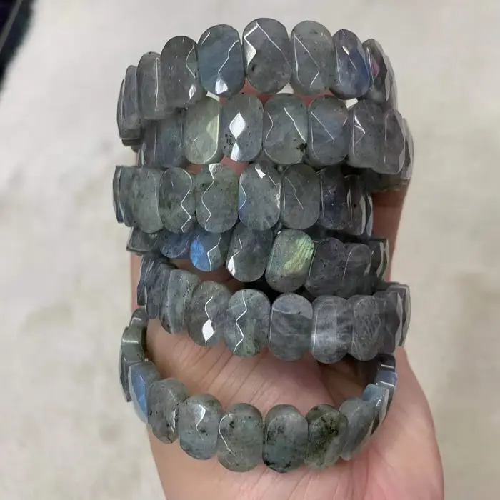 Bracelet en Pierre de Labradorite Unisexe Design Moderne Élégant pour Fêtes et Journées Actives