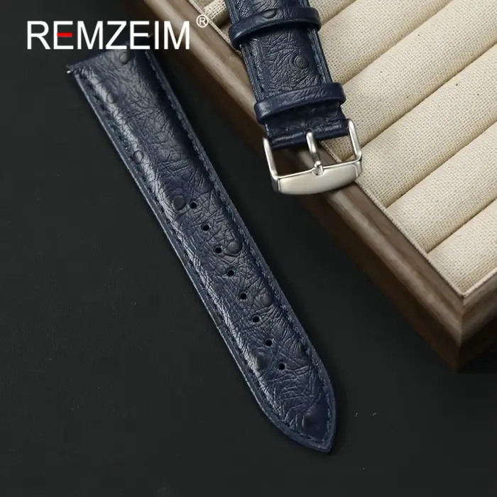 Bracelet en cuir véritable motif d'autruche 18mm 20mm 22mm pour hommes et femmes accessoires de montre occasionnels et spéciaux