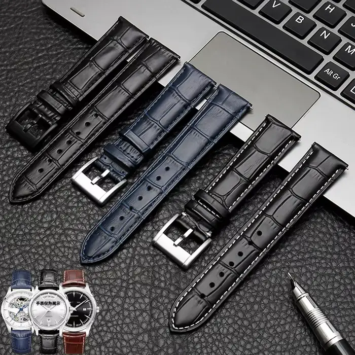 Bracelet en cuir pour Hamilton Khaki Field Jazz 19 20 21 22mm noir marron