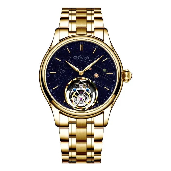 AESOP hommes de luxe véritable Tourbillon volant mécanique saphir montre étanche squelette montres