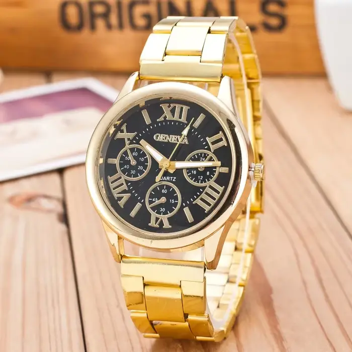 Montre genève à Quartz en acier inoxydable pour femmes