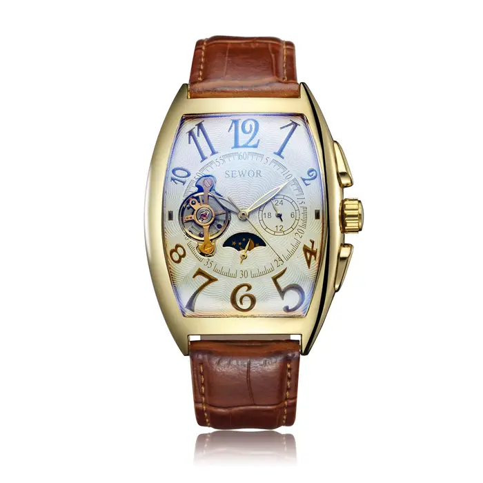 Montre mécanique rétro pour femmes et hommes, montre rectangulaire, bracelet en cuir Unique, automat