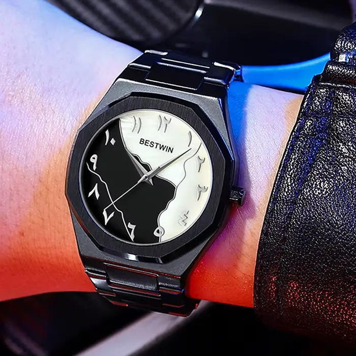 Reloj hombre BESTWIN cadran créatif montres montre pour hommes coque en or visage affaires