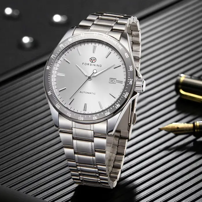 Forsining Business montre mécanique automatique pour hommes calendrier haut de gamme bracelet en acier inoxydable mode