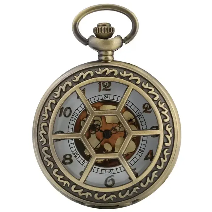 Montre de poche à Grilles hexagonales creuses en Bronze