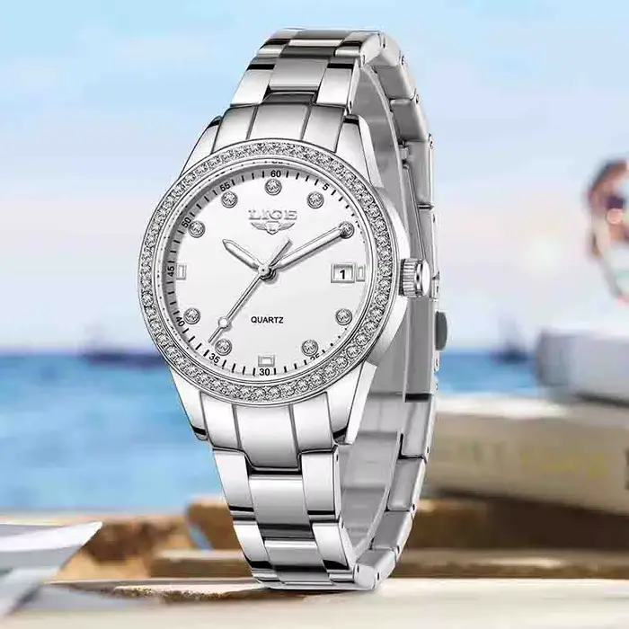Montre-bracelet LIGE acier inoxydable quartz élégante pour femmes occasions spéciales polyvalente