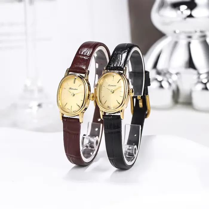 Femmes montre pour filles Quartz Reloj Mujer petite taille ovale or vert cadran
