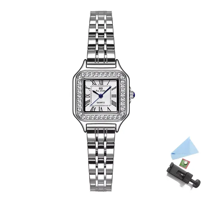 Montre-bracelet carrée en acier inoxydable pour femme, petite horloge, luxe, haute qualité, biscuits