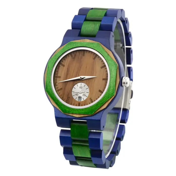 Montre bracelet homme en bois style quotidien tendance cadran rond double affichage heure occassions spéciales