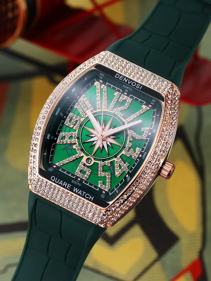 Montre DENVOSI Starry Sky Wine Barrel Quartz Bracelet en Silicone Luxe Hommes Occasions Spéciales