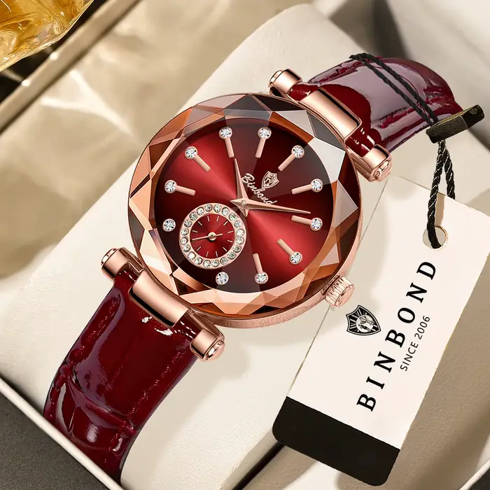 Montres-bracelets en quartz BINBOND Luxury Heart Of The Ocean pour femme, lumineuses, étanches, avec