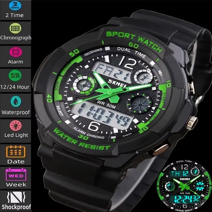Skmei montres de Sport numériques pour enfants garçon fille mode double temps