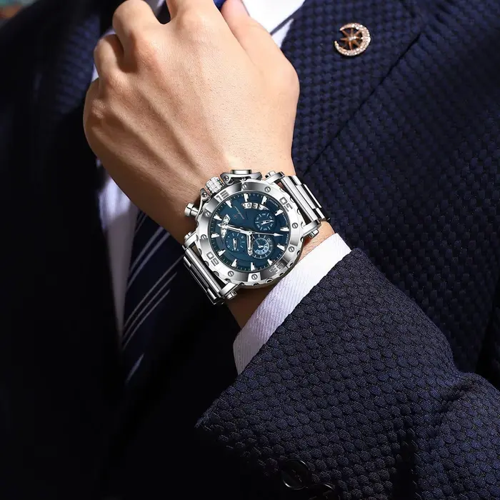 POEDAGAR montre de luxe pour hommes calendrier lumineux étanche homme horloge mâle chronographe acier inoxydable