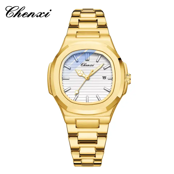 Montre pour femme en or, étanche, lumineuse, originale, analogique, à Quartz, en acier inoxydable, d