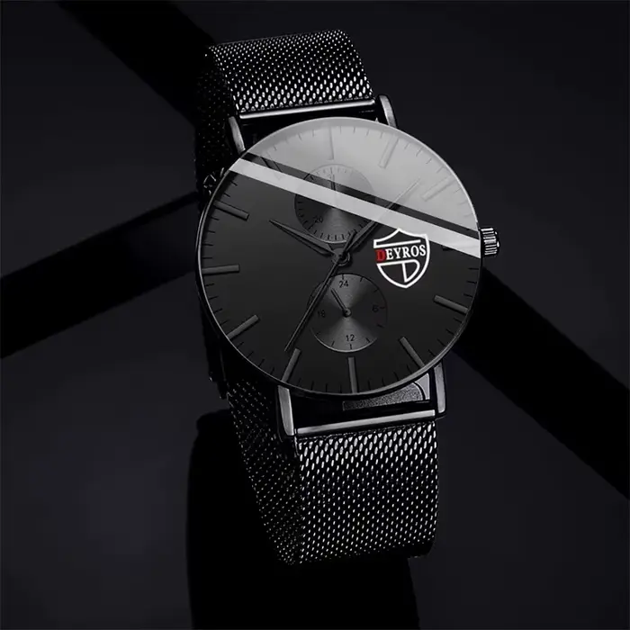 Montre-bracelet DEYROS ultra fine en acier inoxydable pour hommes style fashion et casual occasions spéciales affaires détentes