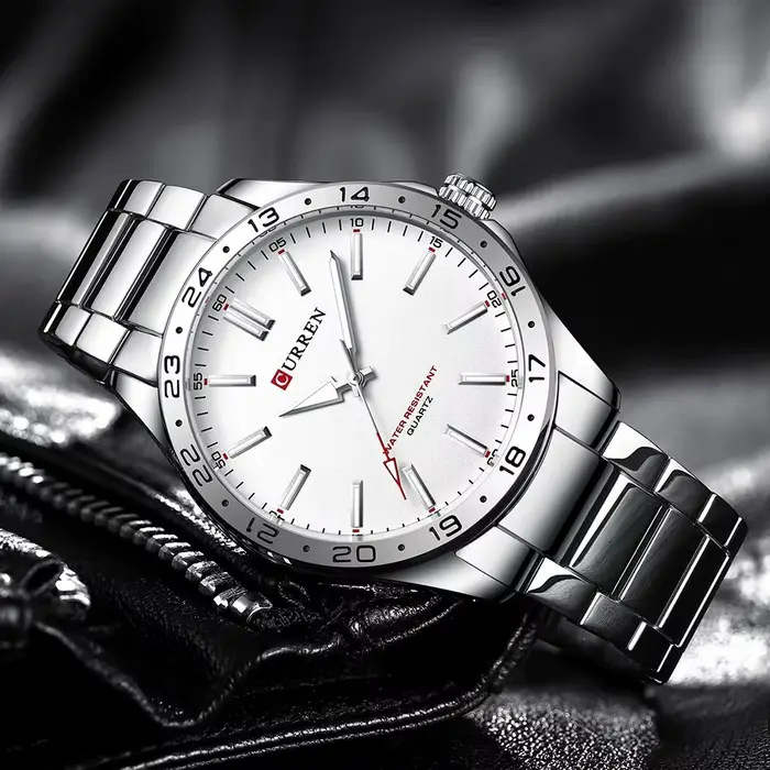 Montre homme sportive décontractée à quartz avec points lumineux pour hommes occasions spéciales style moderne robuste