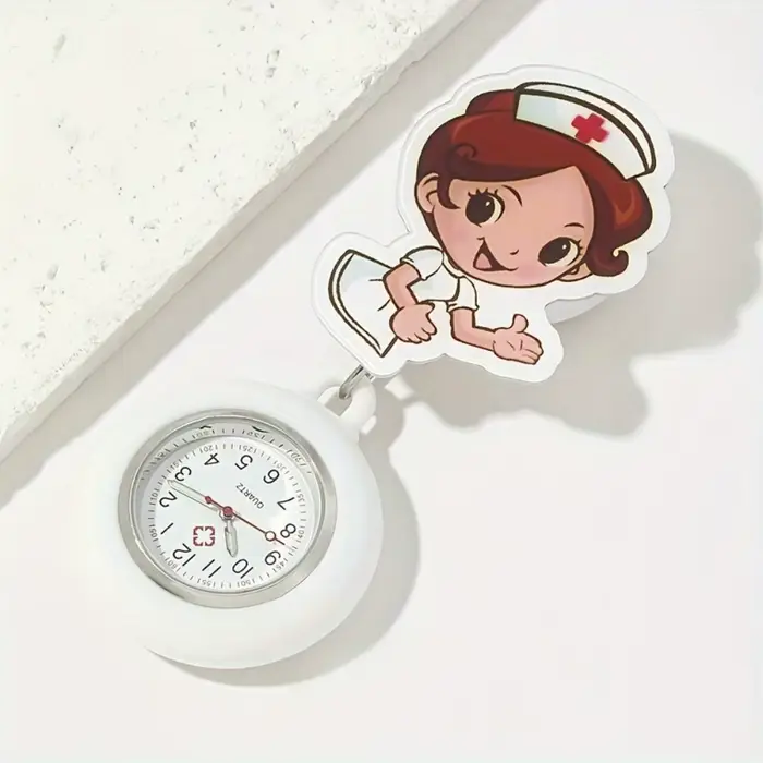 Adorable montre d'infirmière de dessin animé – Montre rechargeable extensible avec bracelet en caout