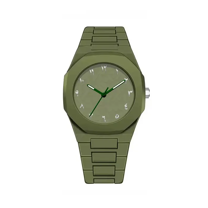 Montre étanche à cadran arabe, cadran rond, bracelet en plastique, montre d'affaires, bracelet color