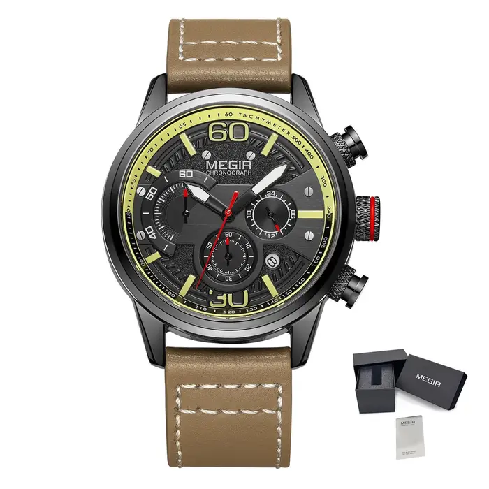 MEGIR hommes montres marque de mode Sport Quartz chronographe horloge étanche homme d'affaires montre-bracelet 24 heures Relogio Masculino 2110