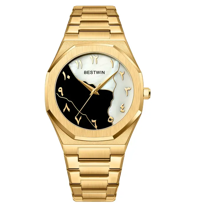 Reloj hombre BESTWIN cadran créatif montres montre pour hommes coque en or visage affaires montres d