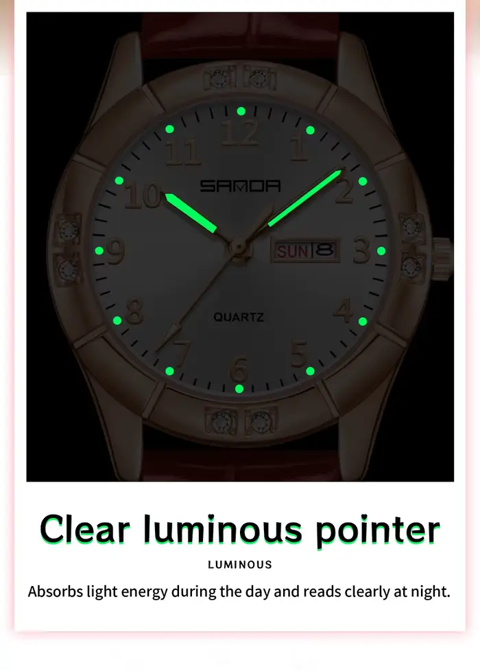 Nouvelle montre à quartz coréenne vintage en cuir à double calendrier pour femme
