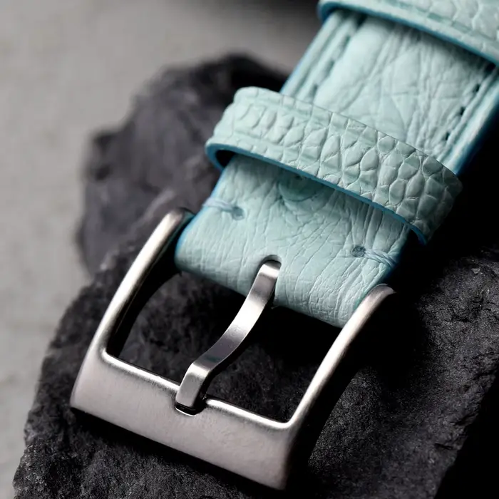Bracelet en cuir d'autruche raystray rétro bleu glacier pour homme et femme adapté aux montres anciennes et modernes occasions spéciales