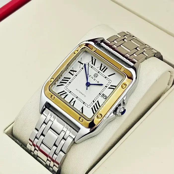 Montre de luxe homme quartz affichage calendrier bracelet acier inoxydable boîtier carré style mode décontracté occassions spéciales cadeau anniversaire