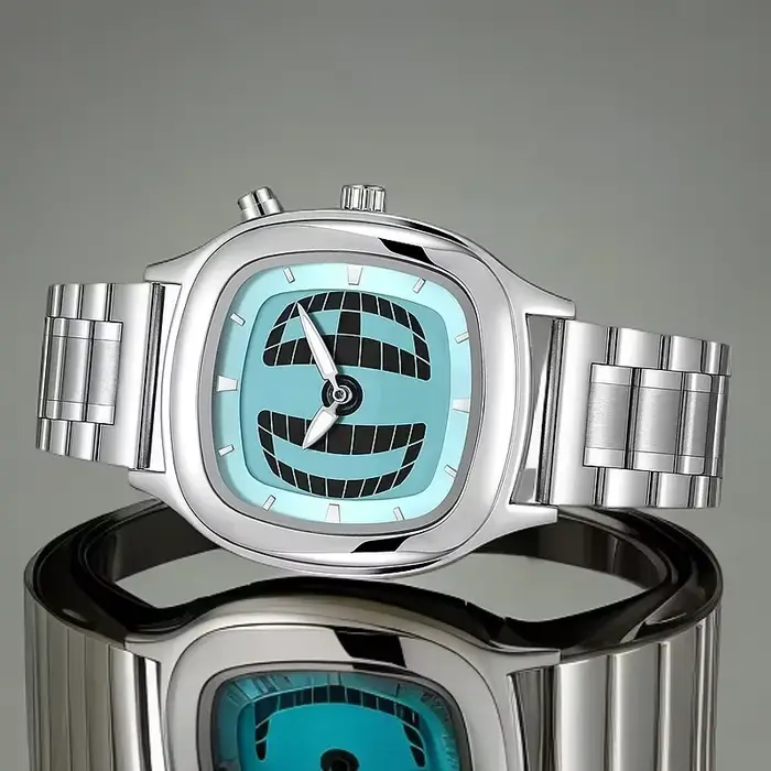 Montre à Quartz rouge couleur carré Y2K pointeur numéro double affichage en acier personnaliser montres chaudes hommes d'affaires conception dynamique Clcok