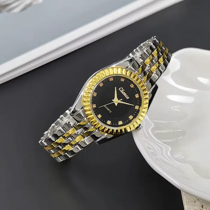 Montres pour hommes et femmes, montres à quartz à motif soleil, bracelets en acier allié, montres de