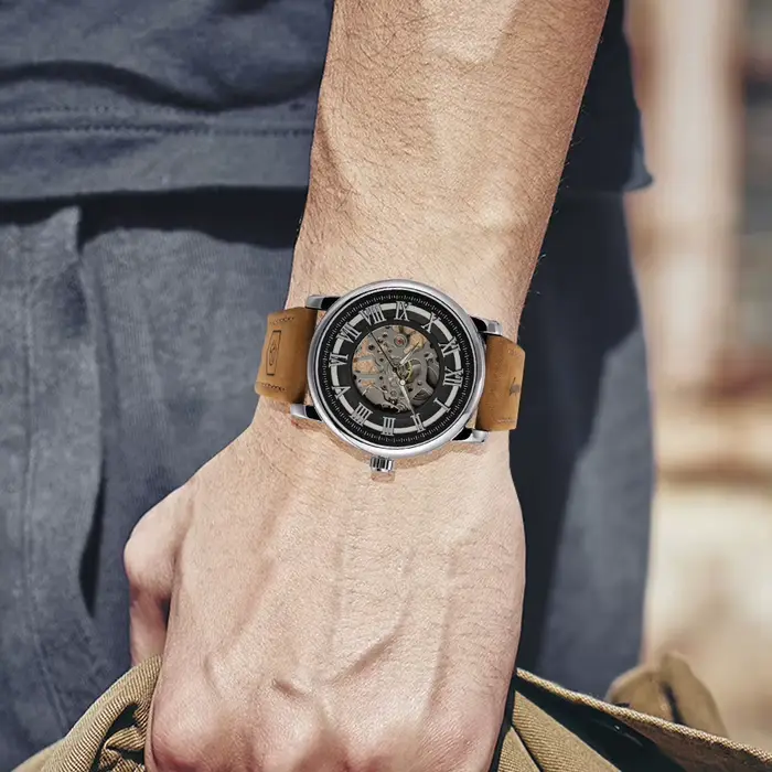FORSINING Original acier squelette mécanique homme montre mouvement manuel horloge étanche en cuir de luxe Vintage hommes montres