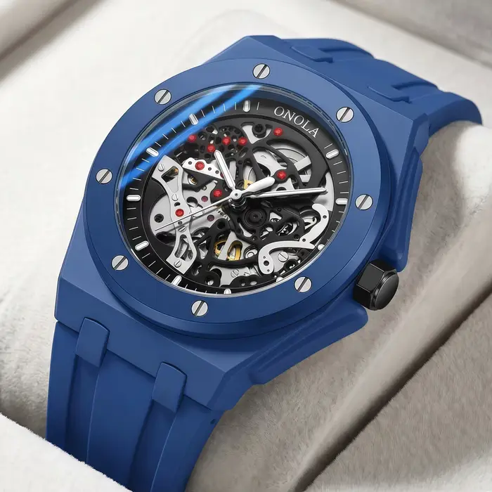 Nouvelle montre mécanique entièrement automatique à cadran ajouré pour homme