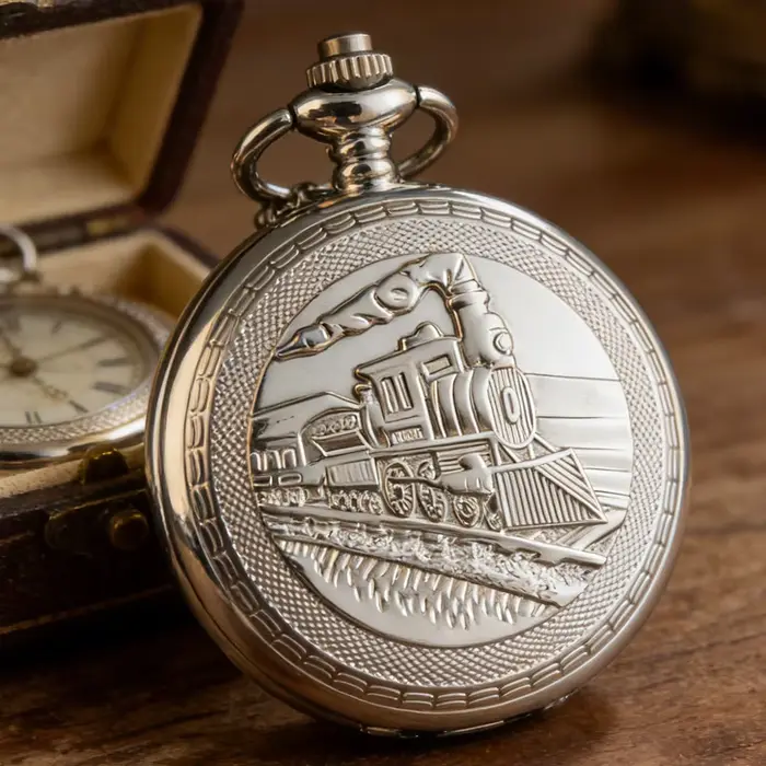 Montre de poche unisexe argentée